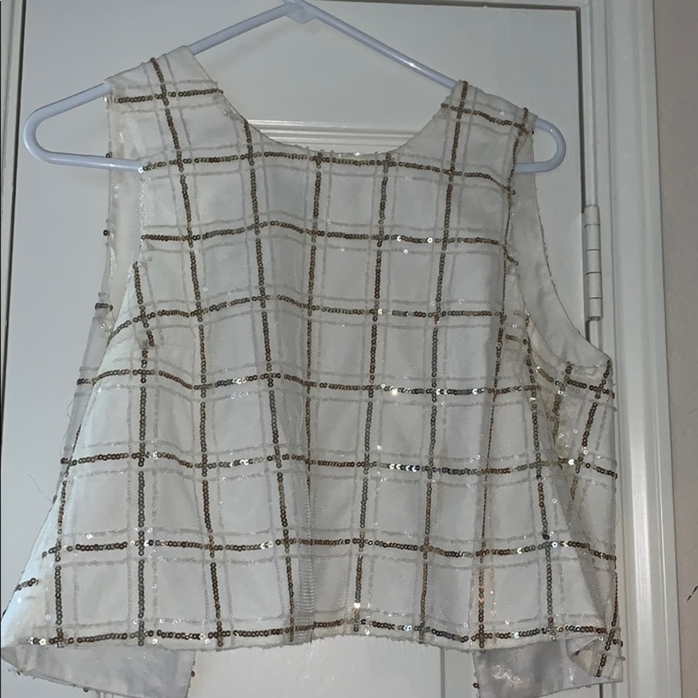 White & Gold Sequin Top with open back